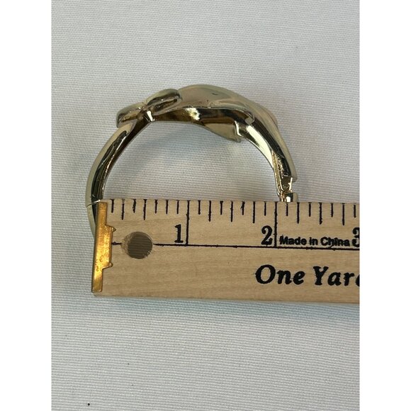 Vintage Dolphin Gold-Tone Bracelet Hinged Bangle 80s 90s Coastal - Picture 10 of 10